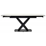 Стол FOGGIA 140 KL-99 Белый мрамор матовый, итальянская керамика/ черный каркас, ®DISAUR