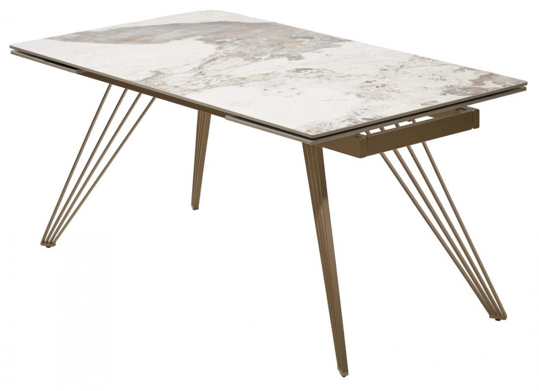 Стол ACERRA NEW 160 GLOSS LUXURY PANDORA SOLID CERAMIC/ каркас цвета шампань, ®DISAUR