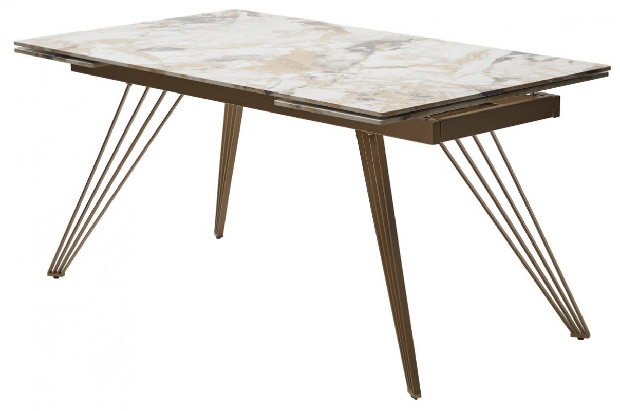 Стол ACERRA NEW 160 GLOSS GRAND JADE SOLID CERAMIC/ каркас цвета шампань, ®DISAUR