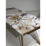 Стол ACERRA NEW 160 GLOSS GRAND JADE SOLID CERAMIC/ каркас цвета шампань, ®DISAUR