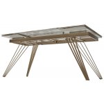 Стол ACERRA NEW 160 GLOSS GRAND JADE SOLID CERAMIC/ каркас цвета шампань, ®DISAUR