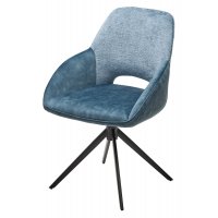 Стул BERRIES 360 град. Синий Loris-37, велюр/ темно-синий 7525-56, велюр/ черный каркас, DISAUR