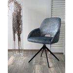 Стул BERRIES 360 град. Синий Loris-37, велюр/ темно-синий 7525-56, велюр/ черный каркас, DISAUR