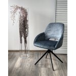 Стул BERRIES 360 град. Синий Loris-37, велюр/ темно-синий 7525-56, велюр/ черный каркас, DISAUR