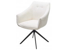 Стул CLOUDS 360 град. поворот. Белый Wales 101, букле/ черный каркас / Товарный знак DISAUR