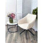 Стул CLOUDS 360 град. поворот. Белый Wales 101, букле/ черный каркас / Товарный знак DISAUR