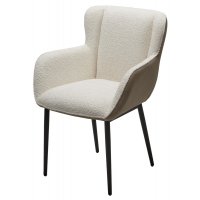 Стул VOLCANO Белый Wales-101, ткань / светло-бежевый Maison 09, экокожа/  черный каркас, DISAUR