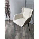 Стул VOLCANO Белый Wales-101, ткань / светло-бежевый Maison 09, экокожа/  черный каркас, DISAUR