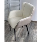 Стул VOLCANO Белый Wales-101, ткань / светло-бежевый Maison 09, экокожа/  черный каркас, DISAUR