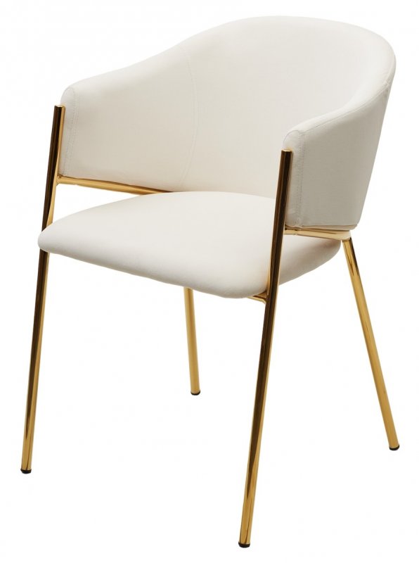 Стул DILL MOMO-01 молочный, велюр беспальчиковый/ золотой каркас М-City