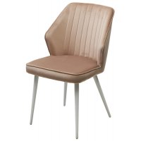 Стул SEATTLE-V БЕЖЕВЫЙ #5, велюр / белый каркас М-City