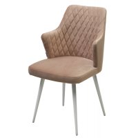 Стул HERMAN 360 град. БЕЖЕВЫЙ #5, велюр / белый каркас М-City