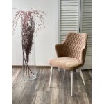 Стул HERMAN 360 град. БЕЖЕВЫЙ #5, велюр / белый каркас М-City