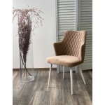 Стул HERMAN 360 град. БЕЖЕВЫЙ #5, велюр / белый каркас М-City