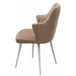 Стул HERMAN 360 град. БЕЖЕВЫЙ #5, велюр / белый каркас М-City