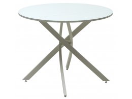 Стол ДАРИО D100 Белый, стекло/ Белый каркас М-City