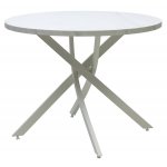 Стол ДАРИО D100 Белый, стекло/ Белый каркас М-City