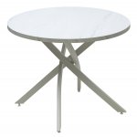 Стол ДАРИО D100 Белый, стекло/ Белый каркас М-City