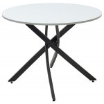 Стол ДАРИО D100 Белый, стекло/ Черный каркас М-City