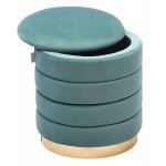 Пуф для гостиной ФРЕД бирюзовый BM-88, велюр / золотой каркас М-City