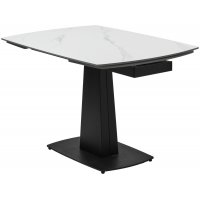 Стол BALDE 140 MATT WHITE MARBLE SOLID CERAMIC / BLACK, ®DISAUR