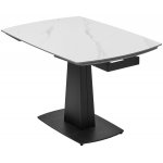 Стол BALDE 140 MATT WHITE MARBLE SOLID CERAMIC / BLACK, ®DISAUR
