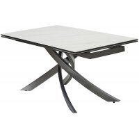 Стол ESTEBIO 160 KL-99 Белый мрамор матовый, итальянская керамика/ Серый металлик, ®DISAUR