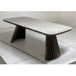 Стол ASTRID 200 TL-102 Бежевый мрамор, испанская керамика / Шоколадное золото каркас, ®DISAUR