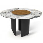 Стол КОЛИЗЕЙ D140 ARCTIC OCEAN, Белый мрамор, керамика / Черный каркас М-City
