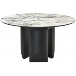 Стол КОЛИЗЕЙ D140 ARCTIC OCEAN, Белый мрамор, керамика / Черный каркас М-City