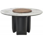 Стол КОЛИЗЕЙ D140 ARCTIC OCEAN, Белый мрамор, керамика / Черный каркас М-City
