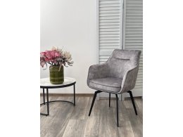 Стул RENLY 180 град. поворот. 7525-180 Серый, велюр / Черный, ®DISAUR