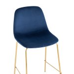 Стул полубарный Валенсия SN велюр синий золотые ножки