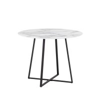 Стол обеденный Дакота 100*100 белый мрамор ножки черные