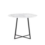 Стол обеденный Дакота 100*100 белый мрамор ножки черные