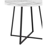 Стол обеденный Дакота 100*100 белый мрамор ножки черные
