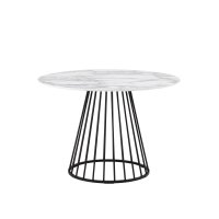 Стол обеденный Ливерпуль 110*110 белый мрамор черная ножка