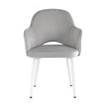 Стул Венера велюр серый ножки белые