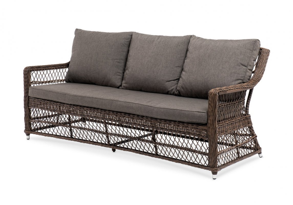 Гранд Латте диван трехместный из искусственного ротанга, цвет коричневый