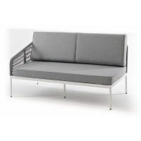 Канны правый модуль плетеный из роупа, каркас алюминий светло-серый (RAL7035) шагрень, роуп серый круглый, ткань серая 017