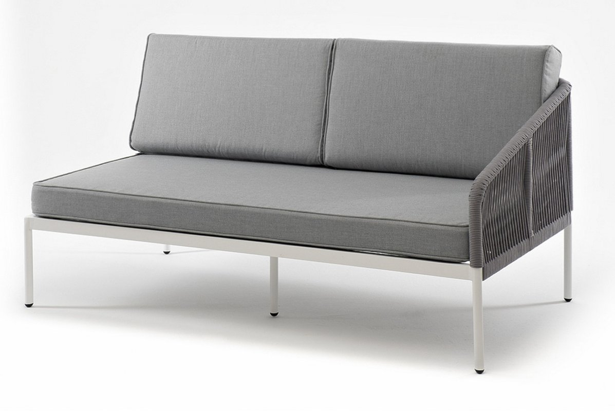 Канны левый модуль плетеный из роупа, каркас алюминий темно-серый (RAL7024) шагрень, роуп темно-серый круглый, ткань темно-серая