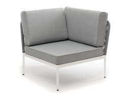 Канны левый модуль плетеный из роупа, каркас алюминий темно-серый (RAL7024) шагрень, роуп темно-серый круглый, ткань темно-серая