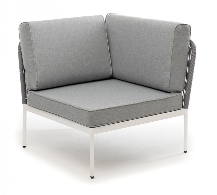 Канны левый модуль плетеный из роупа, каркас алюминий темно-серый (RAL7024) шагрень, роуп темно-серый круглый, ткань темно-серая