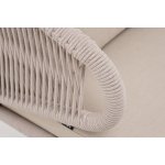 Милан кресло плетеное из роупа, каркас алюминий белый муар, роуп бежевый круглый, ткань бежевая 035
