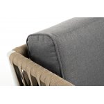 Касабланка диван 2-местный плетеный из роупа, каркас алюминий светло-серый (RAL7035) муар, роуп серо-коричневый 23мм, ткань серая 017