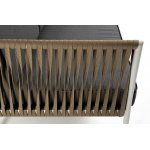 Касабланка диван 3-местный плетеный из роупа, каркас алюминий светло-серый (RAL7035) муар, роуп серо-коричневый 23мм, ткань серая 017