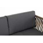 Касабланка диван 3-местный плетеный из роупа, каркас алюминий светло-серый (RAL7035) муар, роуп серо-коричневый 23мм, ткань серая 017