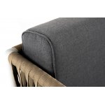 Касабланка диван 3-местный плетеный из роупа, каркас алюминий светло-серый (RAL7035) муар, роуп серо-коричневый 23мм, ткань серая 017