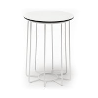 Эквадор журнальный стол из HPL круглый Ø40 H55, каркас из стали белый, цвет столешницы молочный