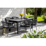 Венето обеденный стол из HPL 160х80см, цвет серый гранит, каркас черный